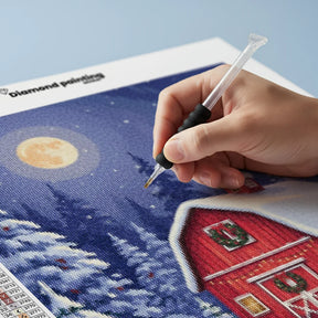 Diamond Painting - De kleine rode kerstschuur