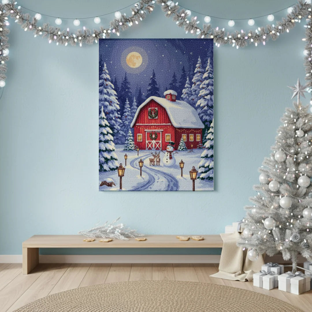 Diamond Painting - De kleine rode kerstschuur