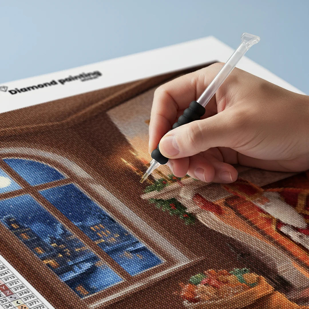 Diamond Painting - Door de schoorsteen