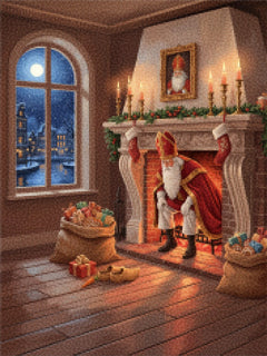 Diamond Painting - Door de schoorsteen