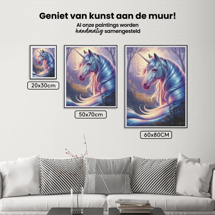 Diamond Painting - Dromerig eenhoornhoofd met vloeiende manen