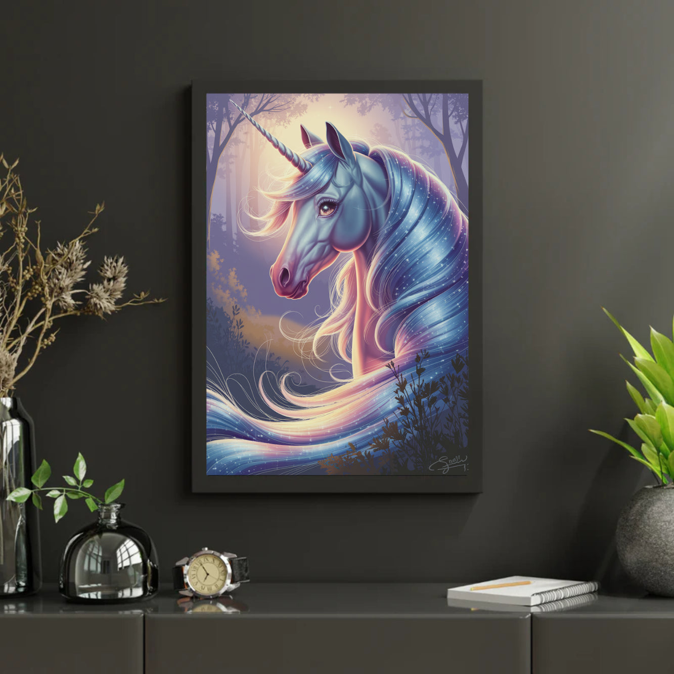 Diamond Painting - Dromerig eenhoornhoofd met vloeiende manen