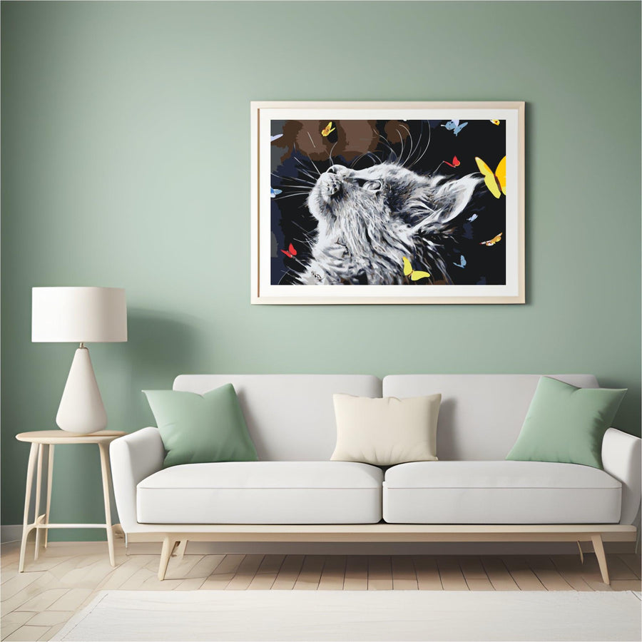 Diamond Painting - Een kat tussen de vlinders - SEOS®