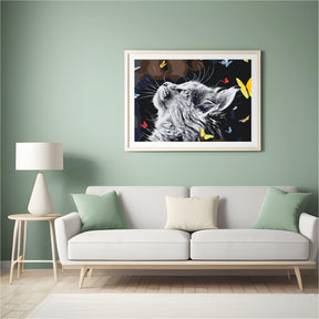 Diamond Painting - Een kat tussen de vlinders - SEOS®