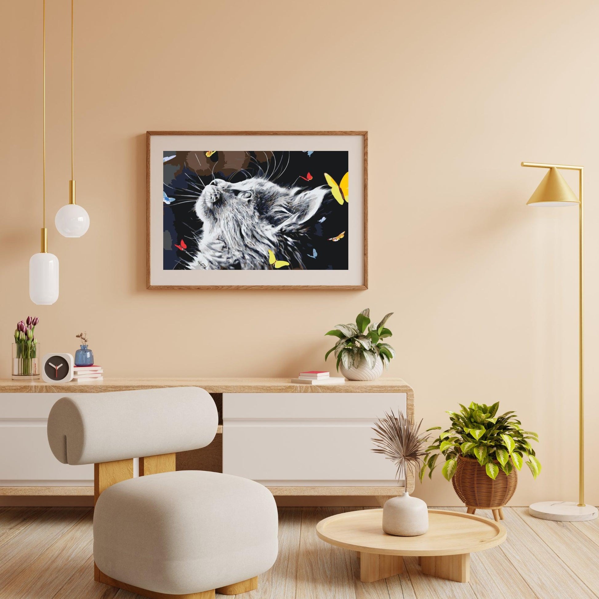 Diamond Painting - Een kat tussen de vlinders - SEOS®