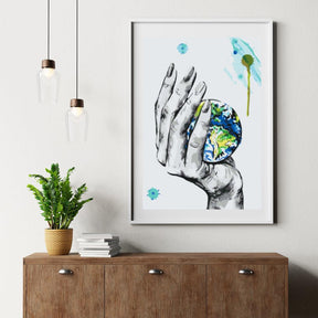 Diamond Painting -  Een planeet in de hand van een vrouw - SEOS Shop ®