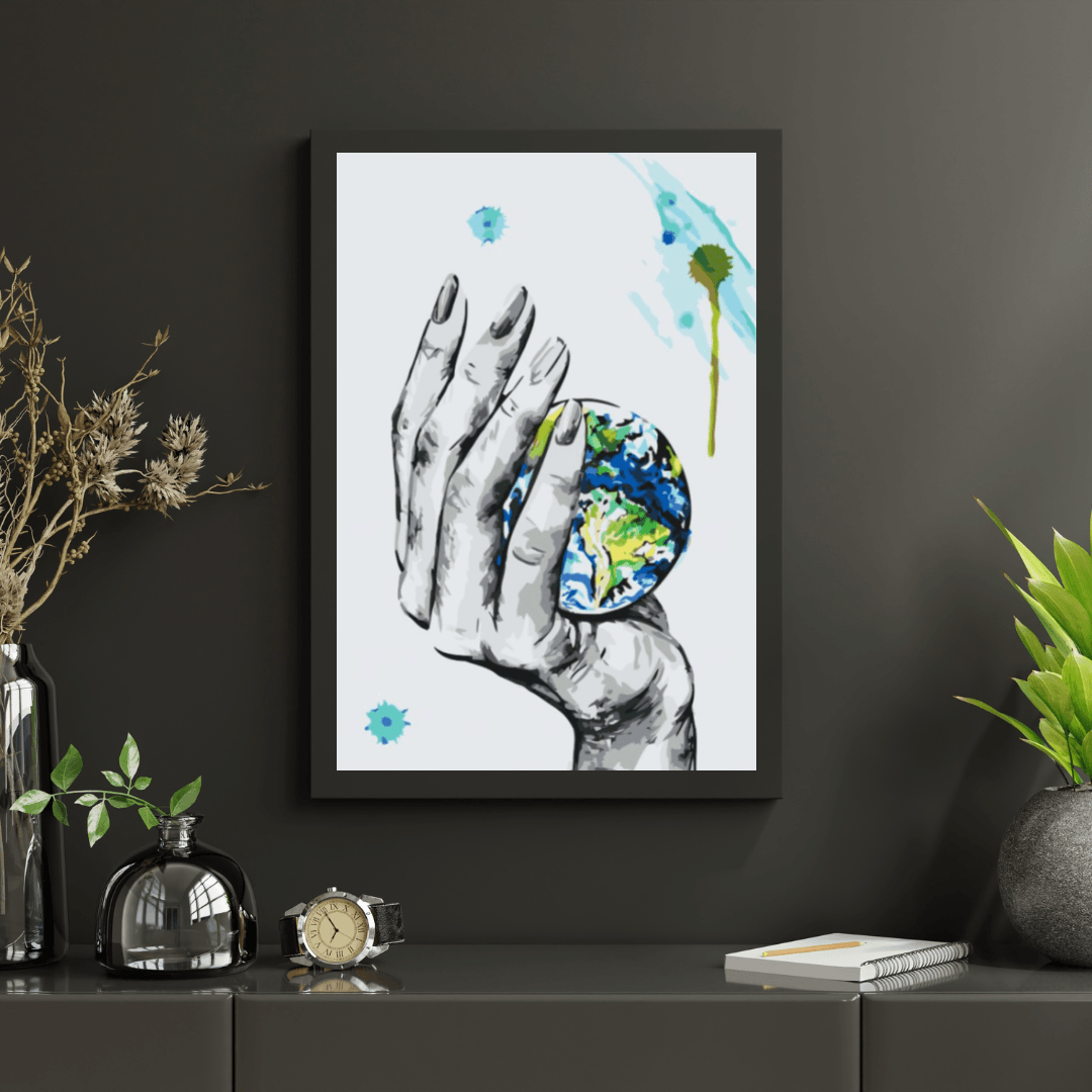 Diamond Painting -  Een planeet in de hand van een vrouw - SEOS Shop ®