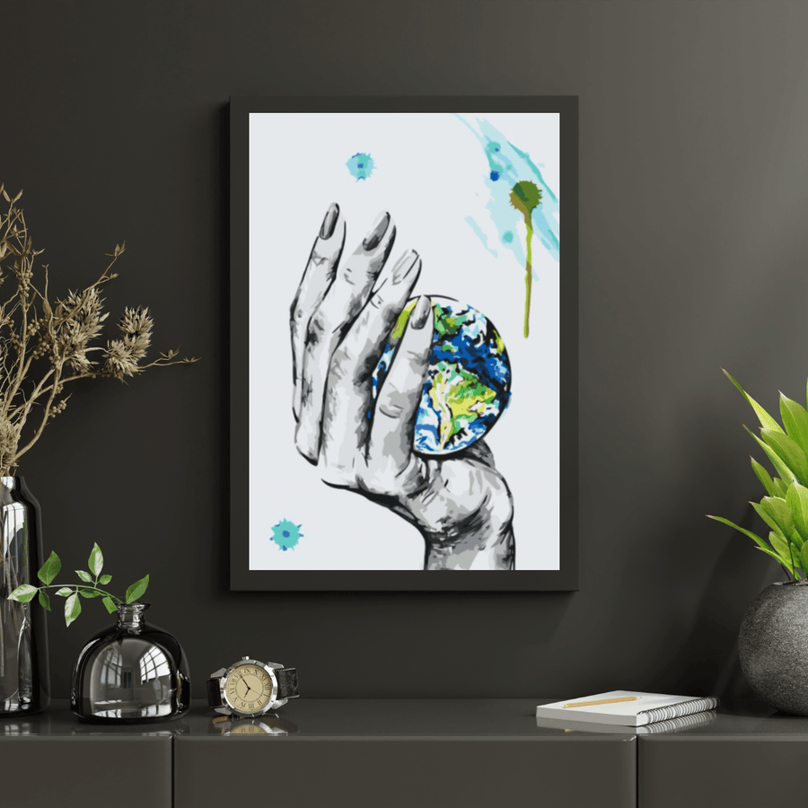 Diamond Painting -  Een planeet in de hand van een vrouw - SEOS Shop ®