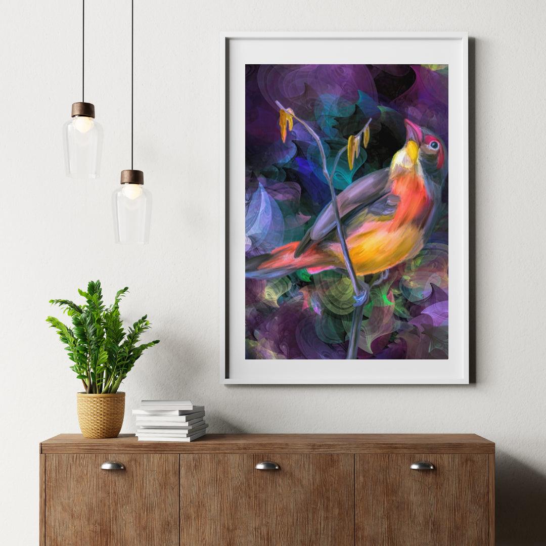 Diamond Painting - Een vogel in een kleurrijke omgeving - SEOS®