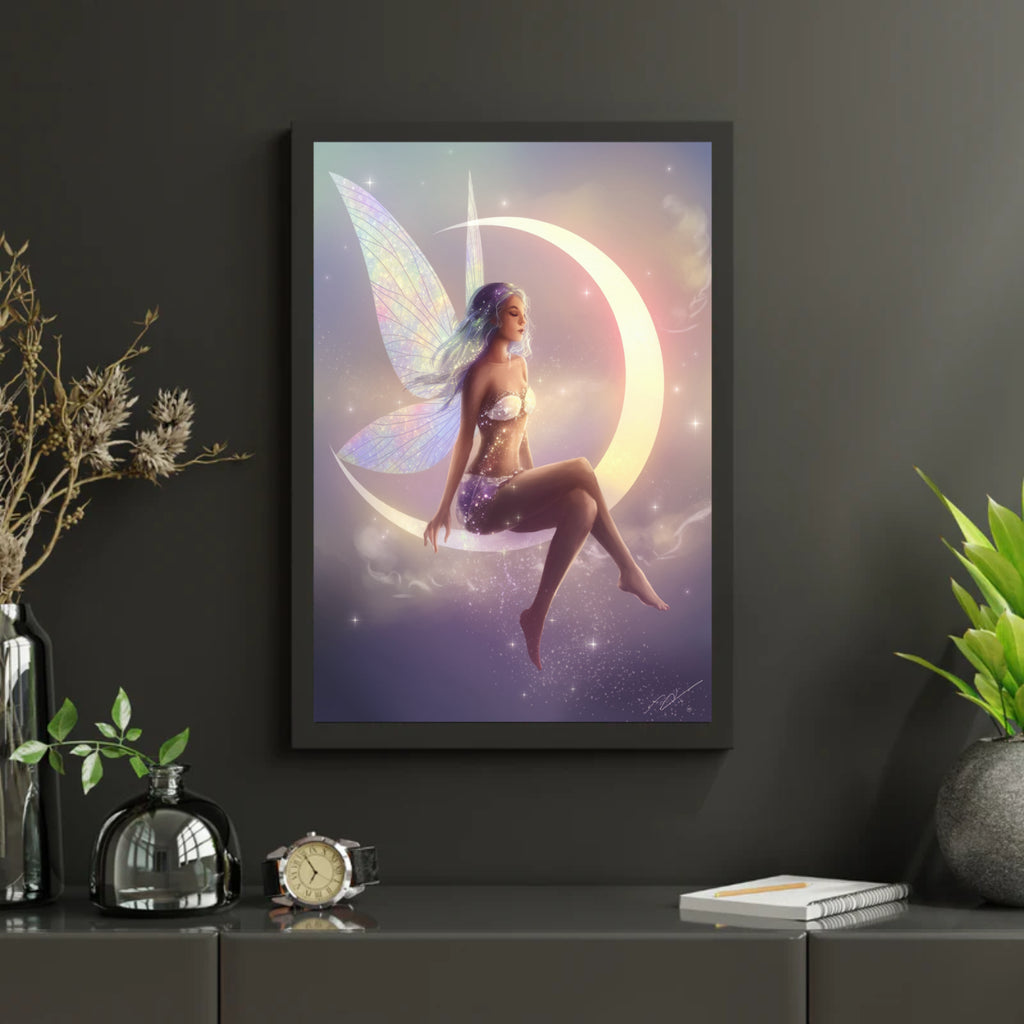 Diamond Painting - Fee zittend op een maansikkel