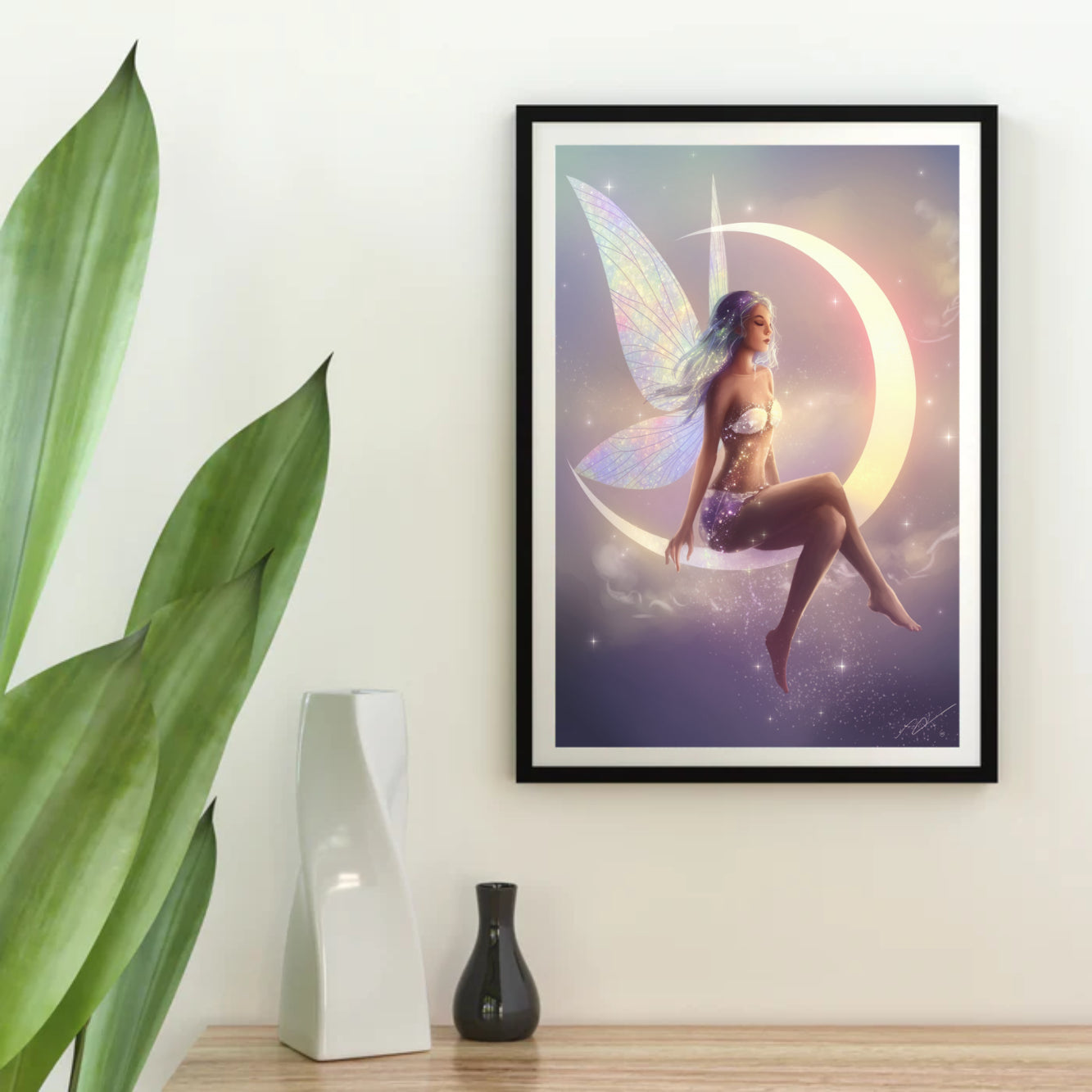 Diamond Painting - Fee zittend op een maansikkel