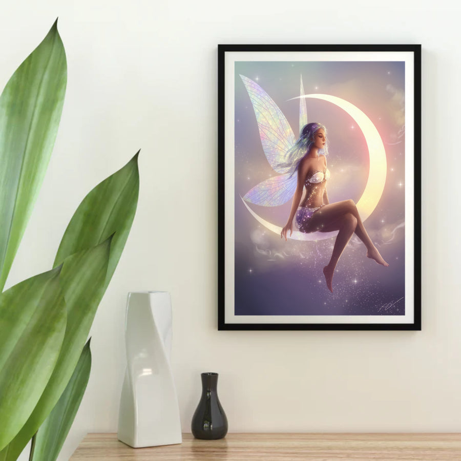 Diamond Painting - Fee zittend op een maansikkel