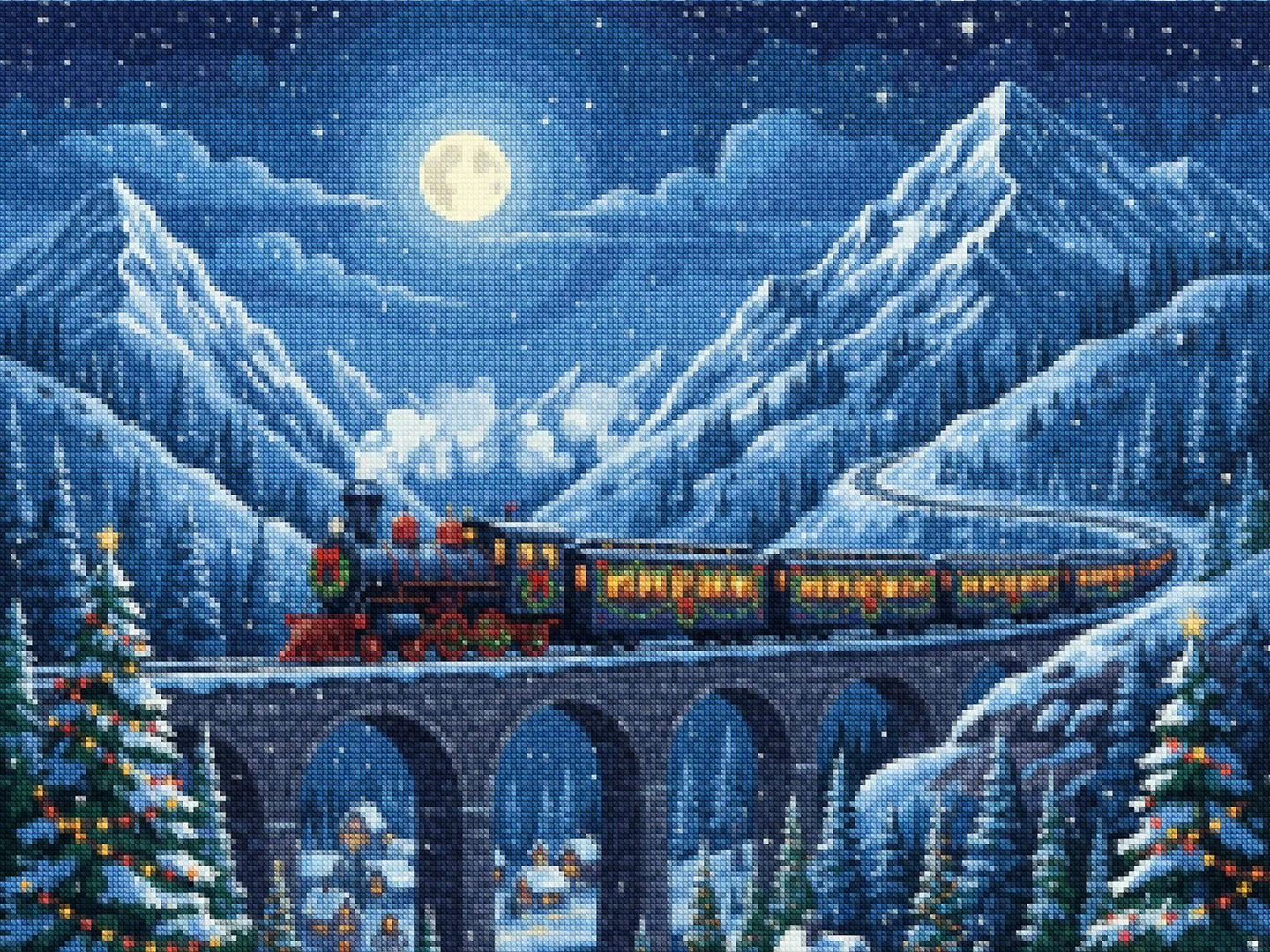 Diamond Painting - Feestdagtrein door de bergen