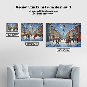 Diamond Painting - Feestelijke straat met hangende kerstverlichting