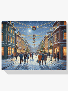 Diamond Painting - Feestelijke straat met hangende kerstverlichting