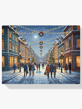 Diamond Painting - Feestelijke straat met hangende kerstverlichting