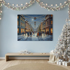 Diamond Painting - Feestelijke straat met hangende kerstverlichting