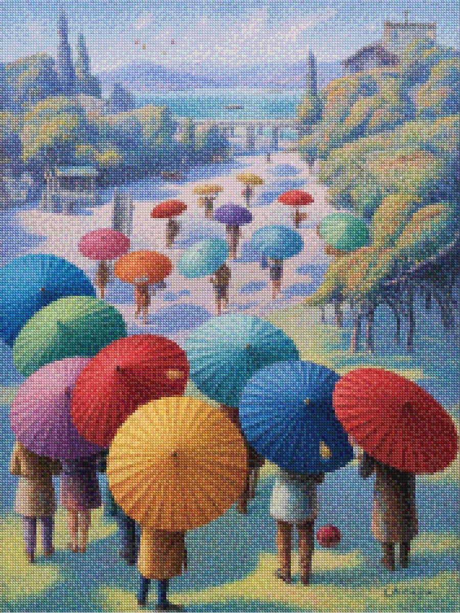Diamond Painting - Festival van de paraplu's