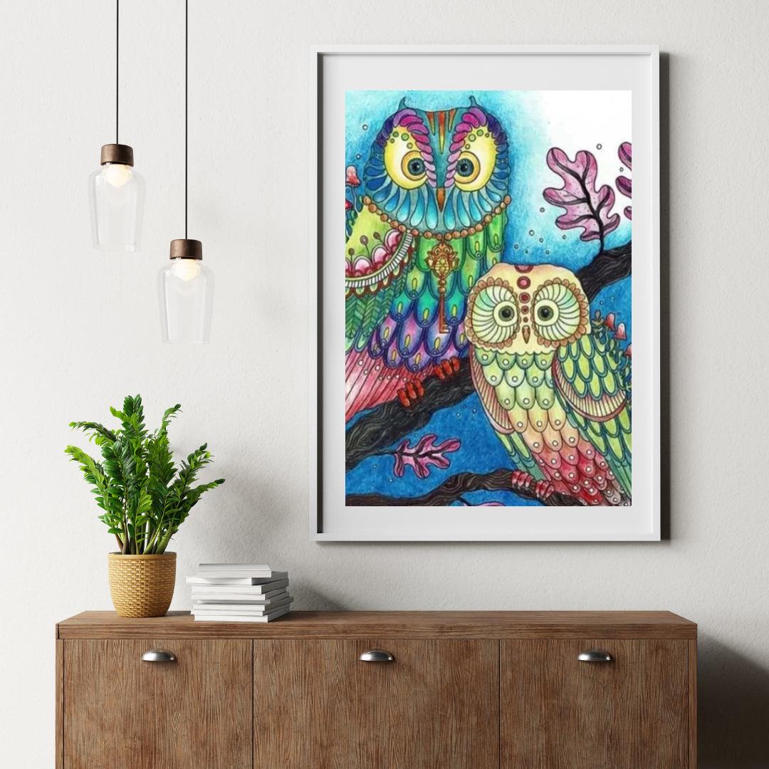 Diamond Painting - Gekleurde Uil - SEOS®