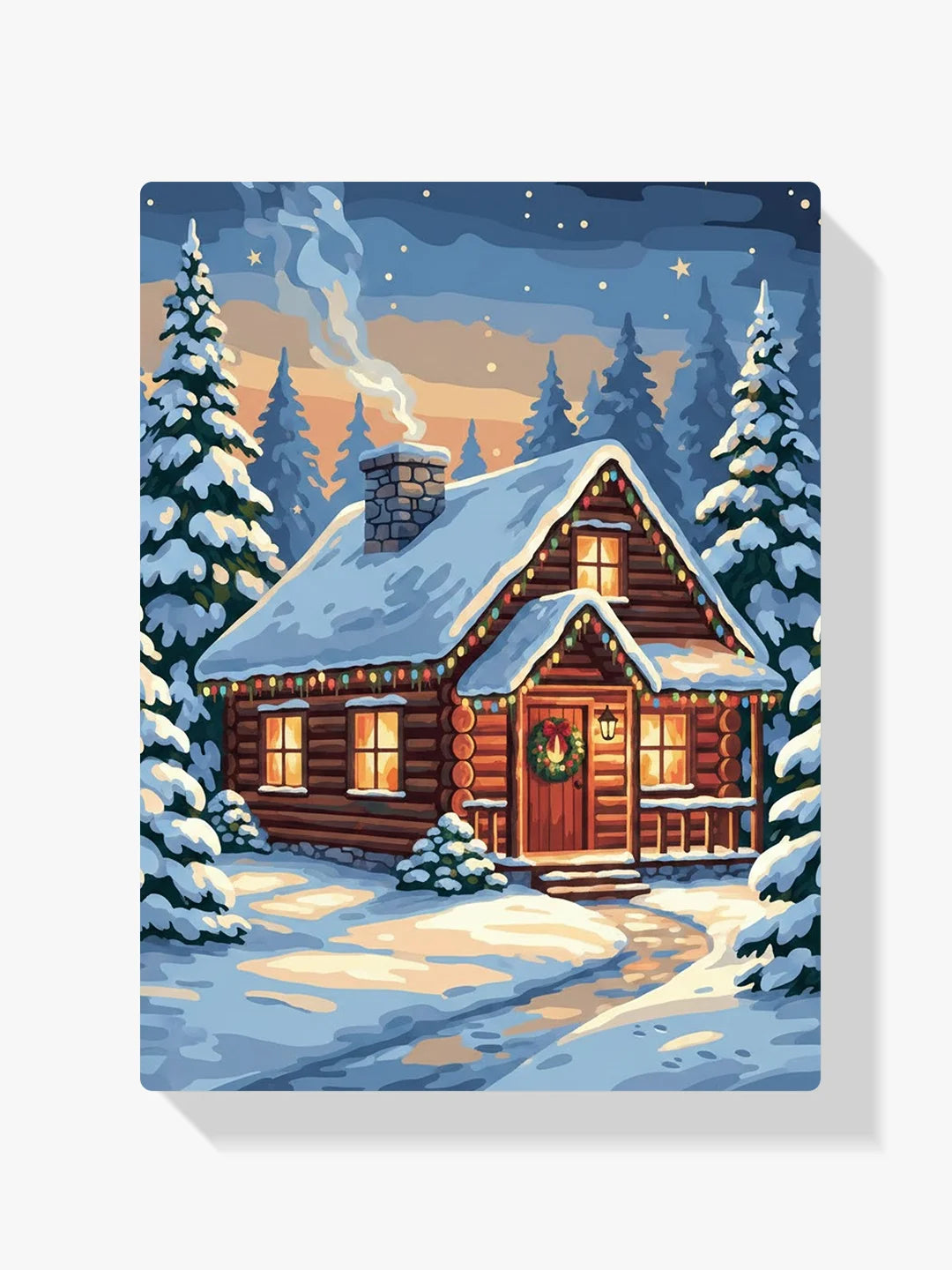 Diamond Painting - Gezellig huisje bij de winterdennen