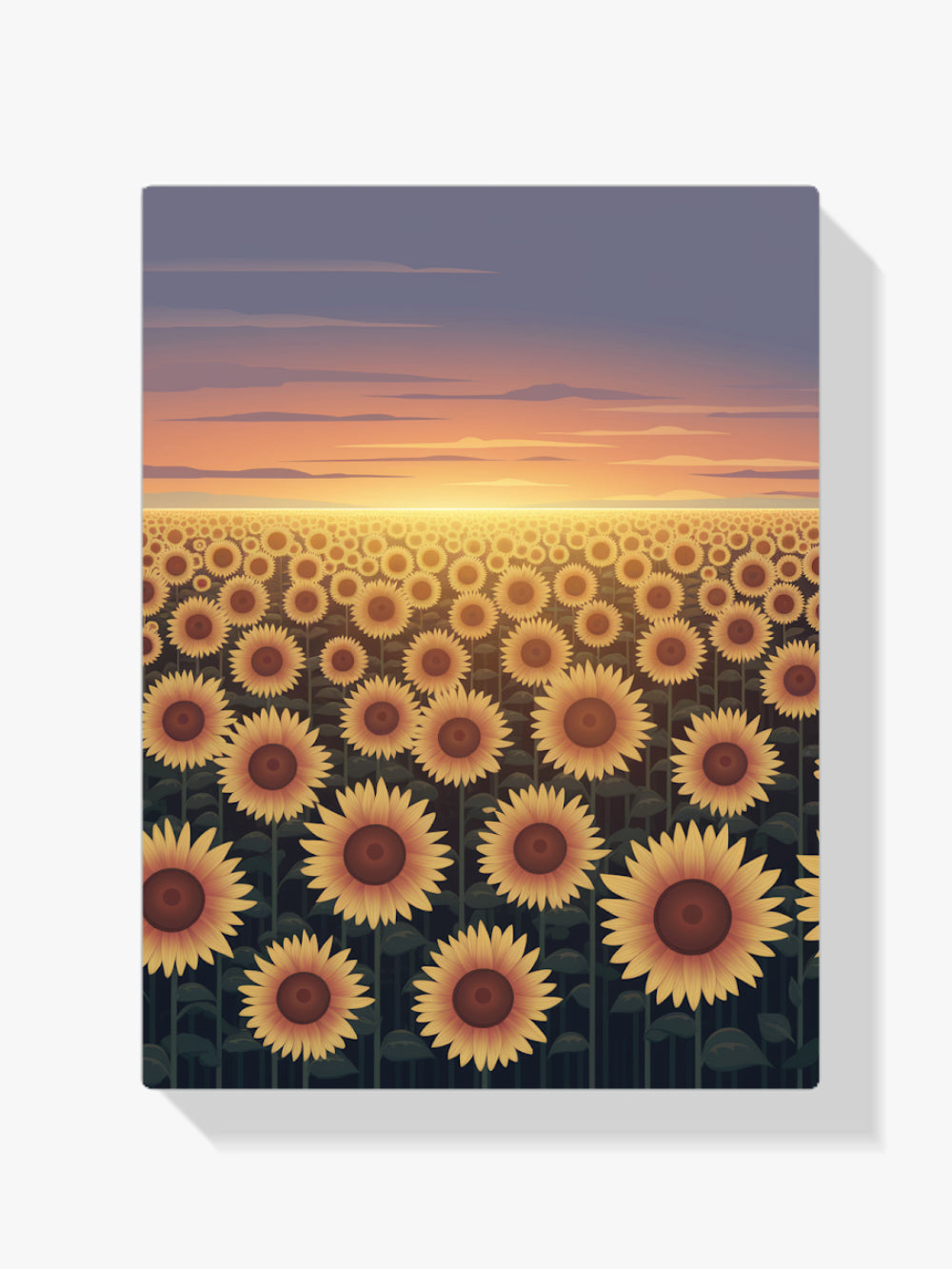 Diamond Painting - Gloeiend zonnebloemveld bij schemering