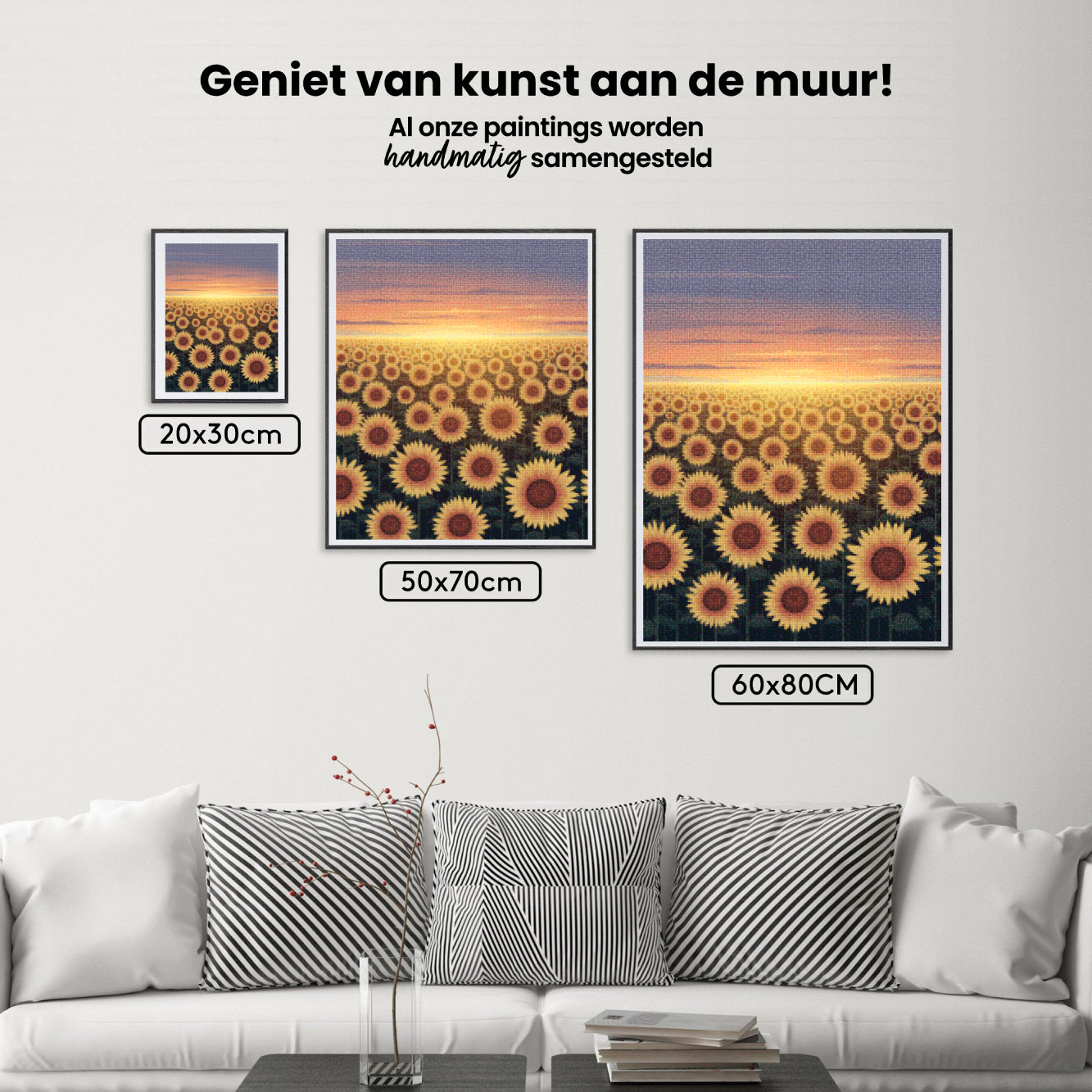 Diamond Painting - Gloeiend zonnebloemveld bij schemering