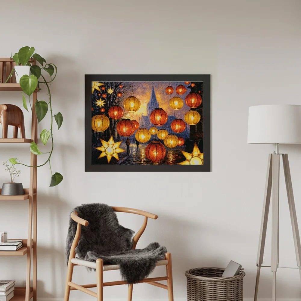 Diamond Painting - Gouden gloed lantaarns