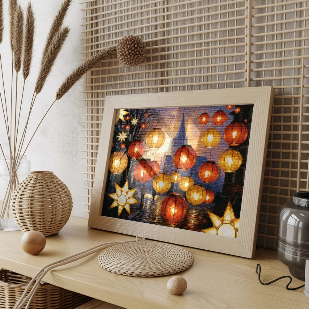 Diamond Painting - Gouden gloed lantaarns