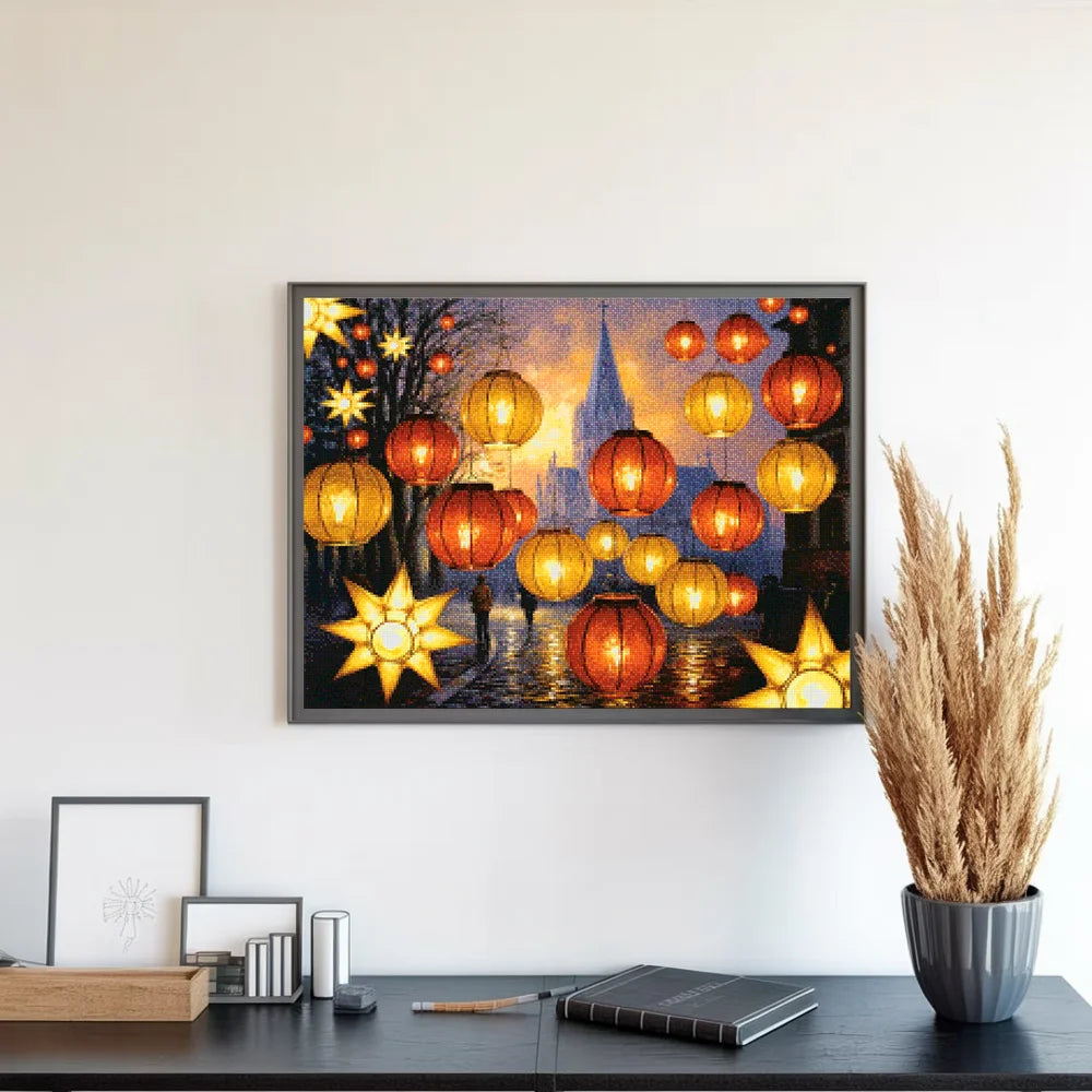 Diamond Painting - Gouden gloed lantaarns