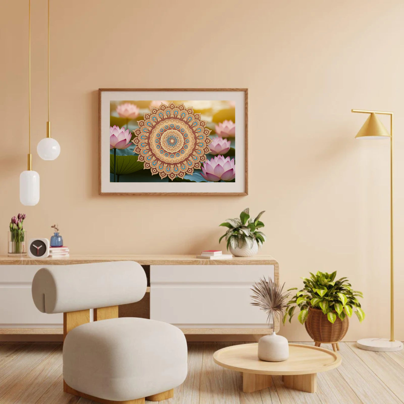 Diamond Painting - Gouden mandala met ingewikkelde details