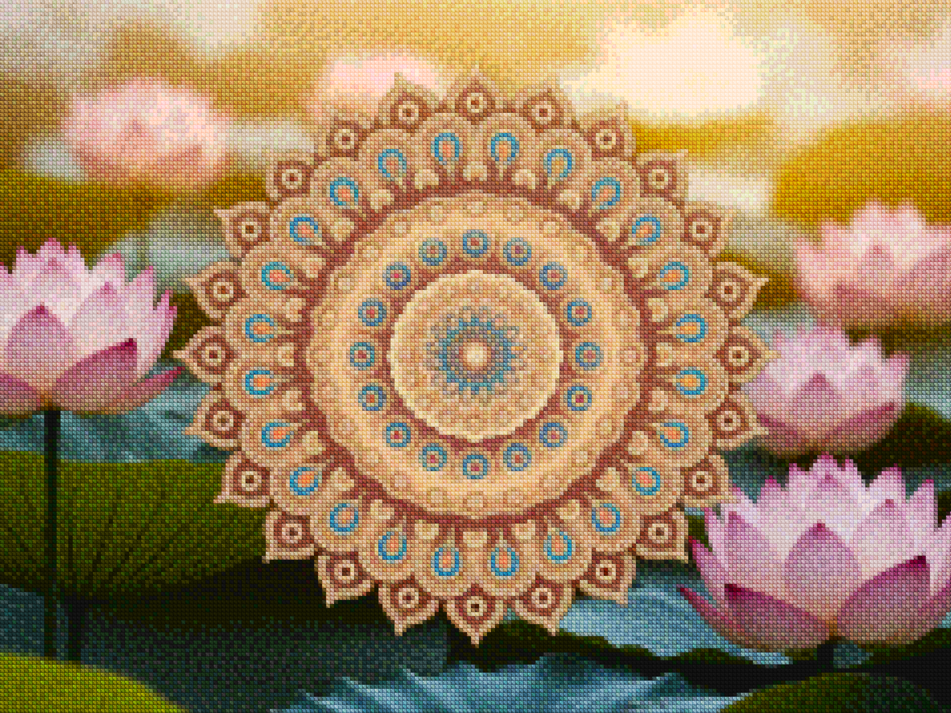 Diamond Painting - Gouden mandala met ingewikkelde details