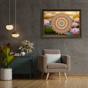 Diamond Painting - Gouden mandala met ingewikkelde details