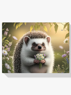 Diamond Painting - Grillige egel met bloemenaccenten