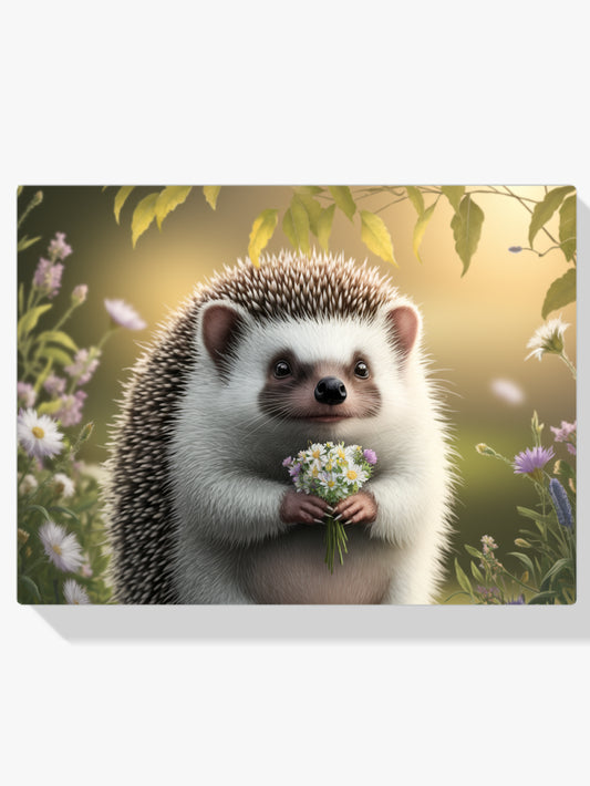 Diamond Painting - Grillige egel met bloemenaccenten