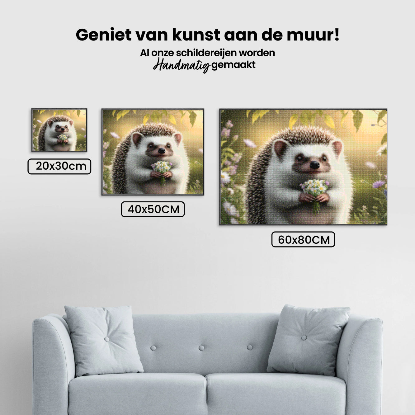 Diamond Painting - Grillige egel met bloemenaccenten