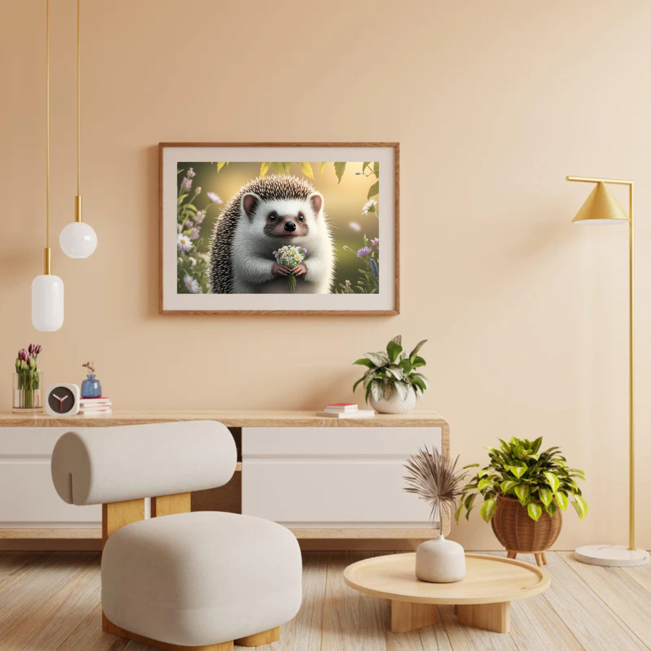 Diamond Painting - Grillige egel met bloemenaccenten