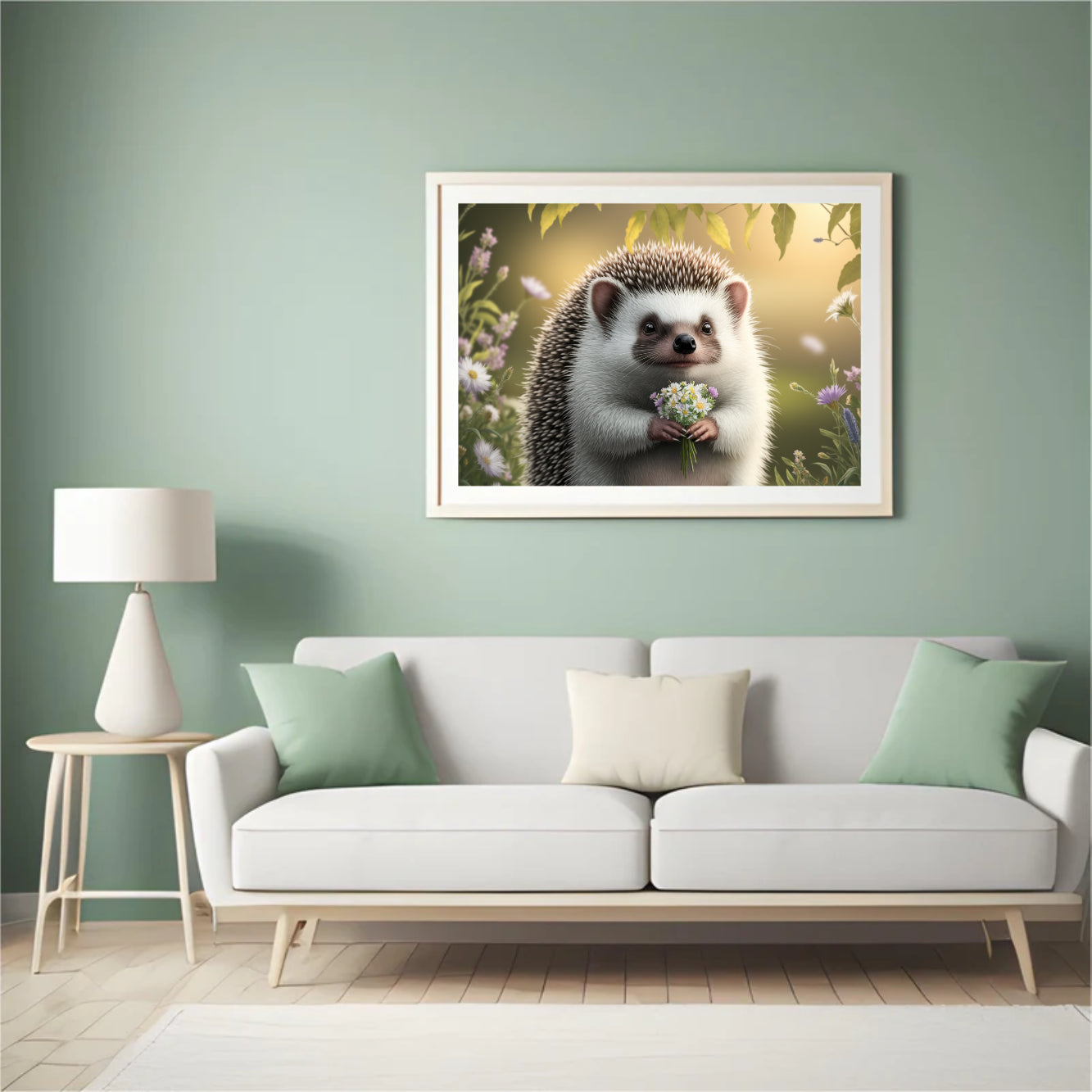 Diamond Painting - Grillige egel met bloemenaccenten
