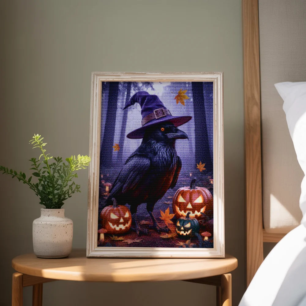Diamond Painting - Heksenraaf met pompoenen