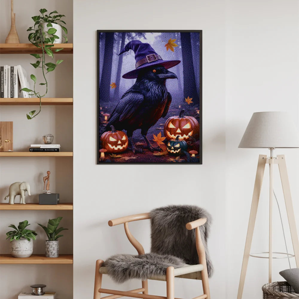 Diamond Painting - Heksenraaf met pompoenen