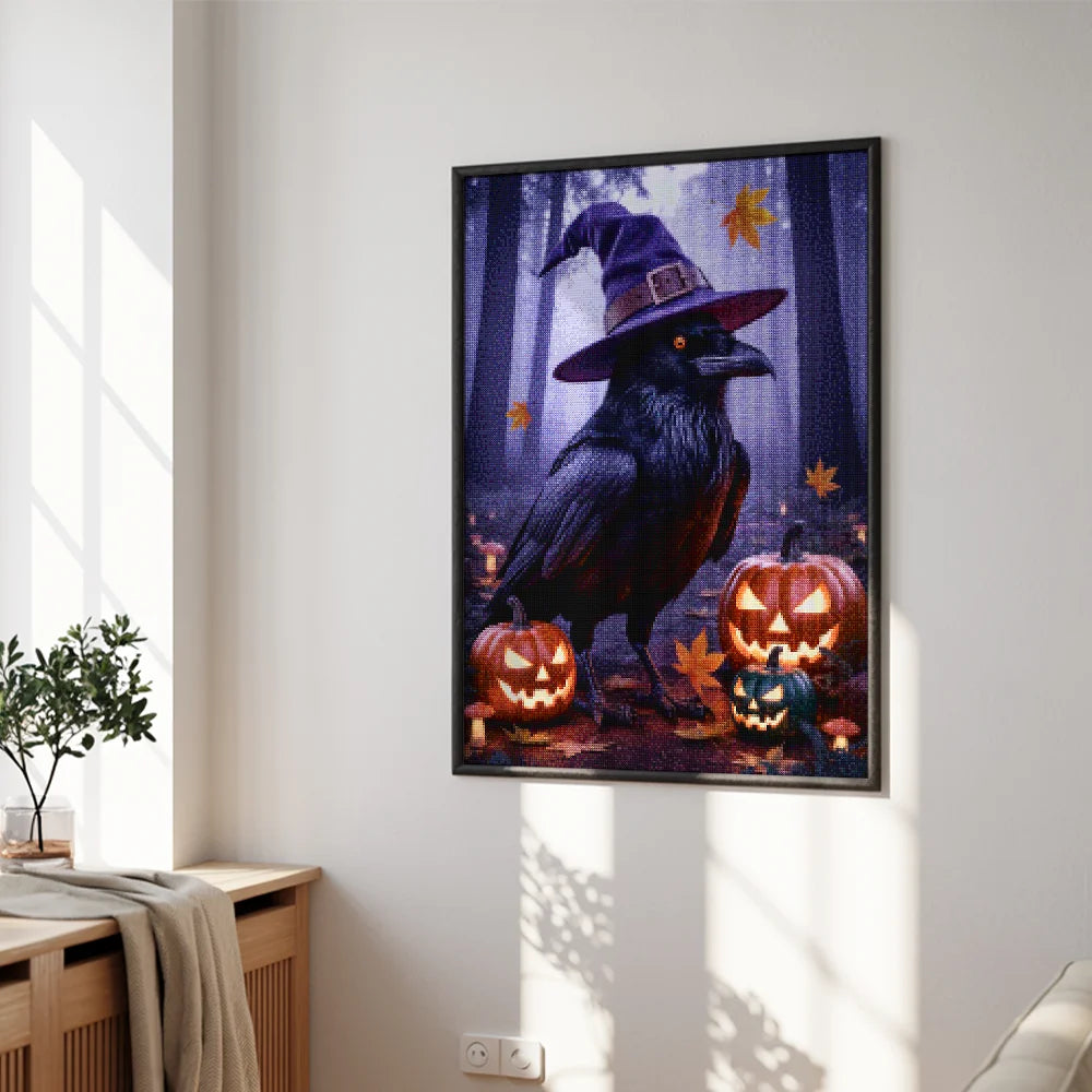 Diamond Painting - Heksenraaf met pompoenen