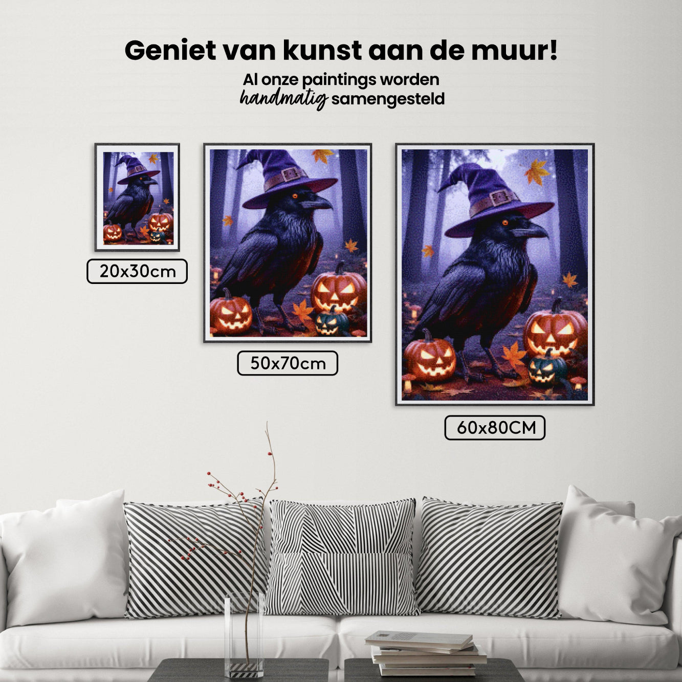Diamond Painting - Heksenraaf met pompoenen