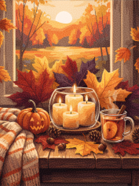 Diamond Painting - Herfstbladeren & Kaarsen
