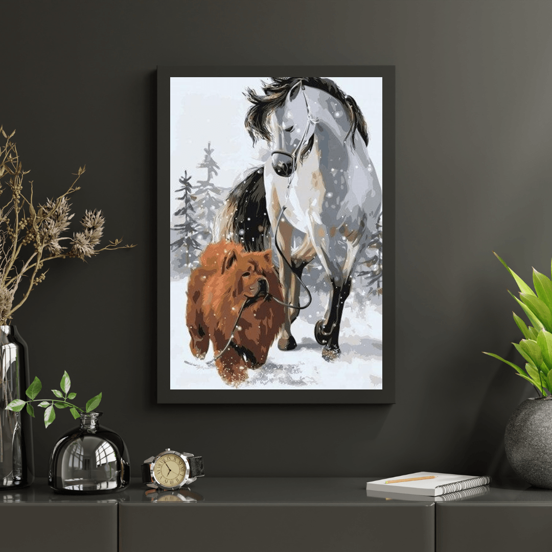 Diamond Painting - Hond met paard - SEOS®