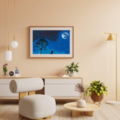 Diamond Painting - Huilende hond bij volle maan - SEOS®