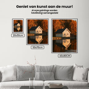 Diamond Painting - Huisje aan een meer met weerspiegelingen in het water
