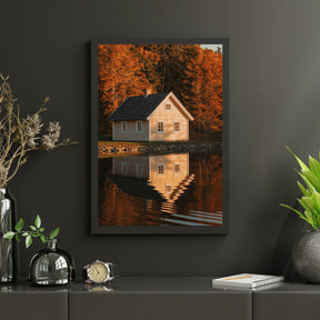 Diamond Painting - Huisje aan een meer met weerspiegelingen in het water