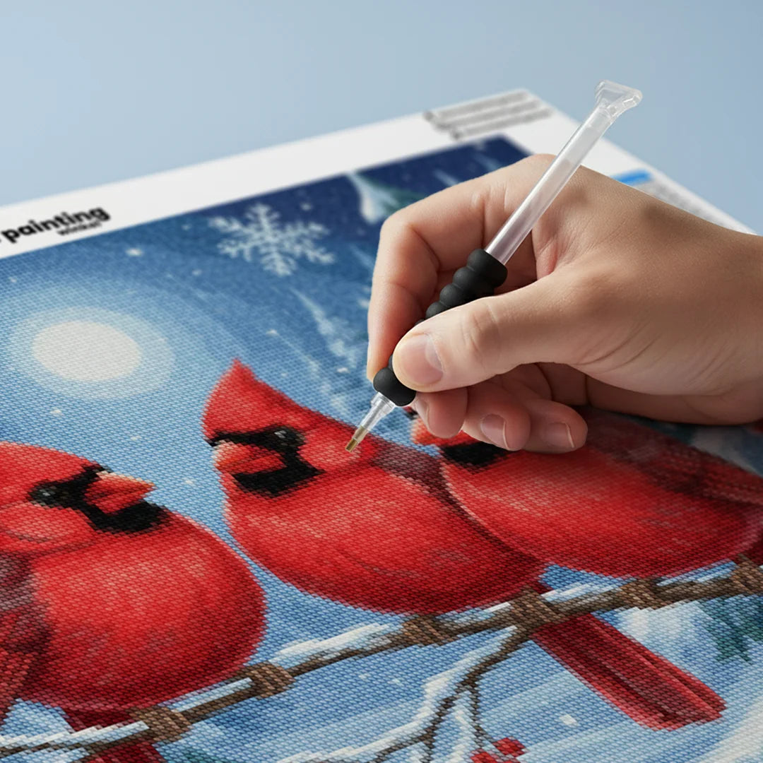 Diamond Painting - Kardinaalvogels op een berijpte tak