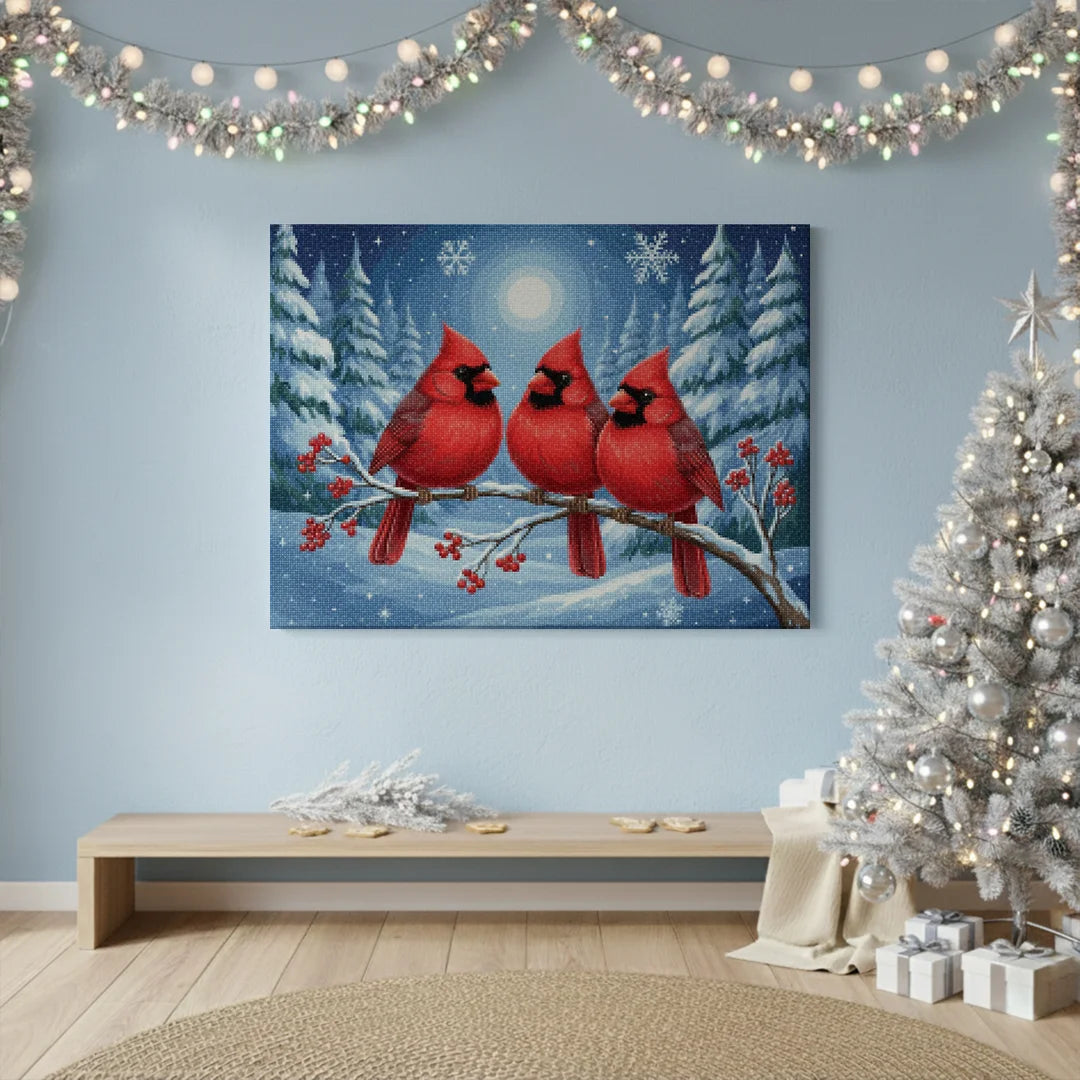 Diamond Painting - Kardinaalvogels op een berijpte tak