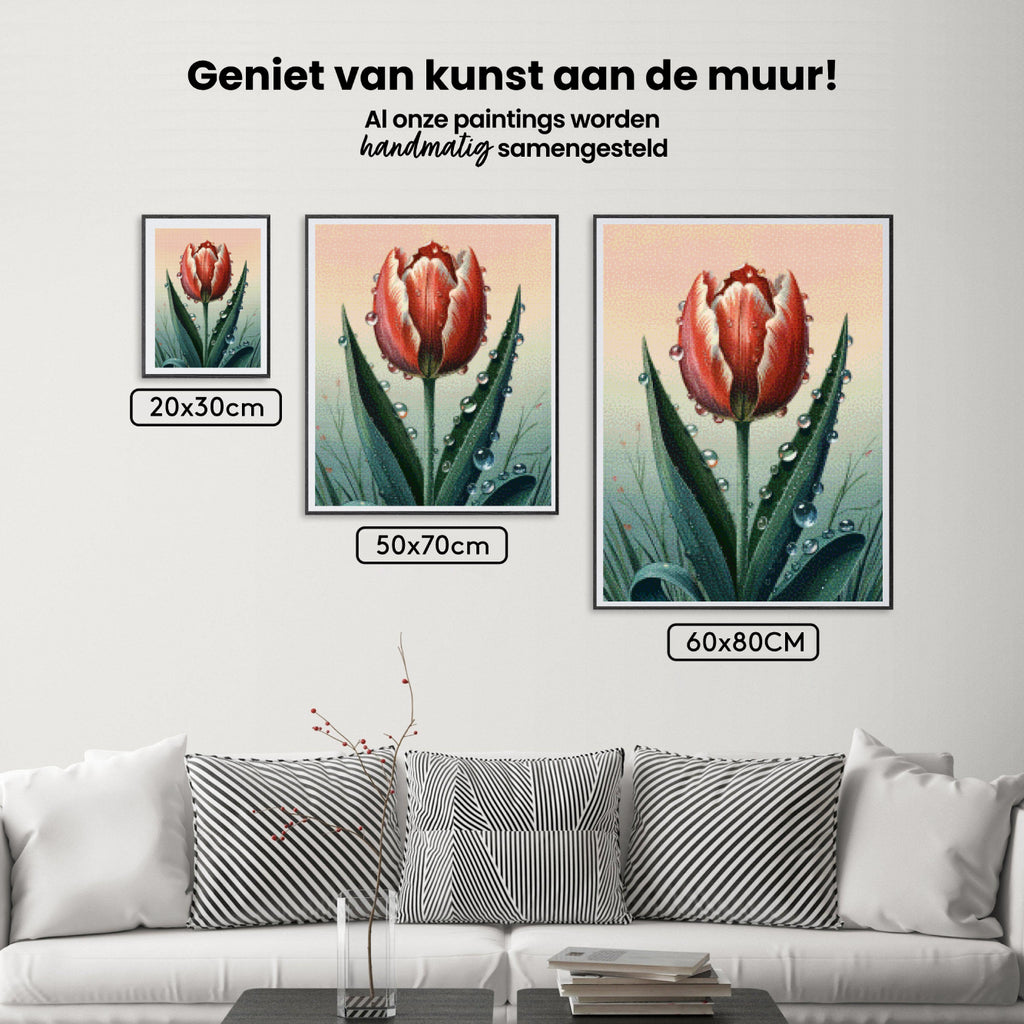 Diamond Painting - Karmozijnrode dauwdruppel