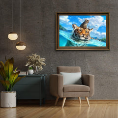 Diamond Painting - Kat en tijger in zee - SEOS®